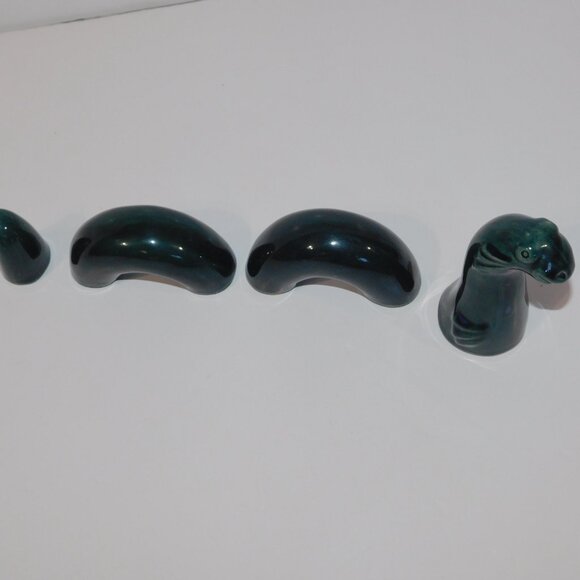 4 pc Vintage Loch Ness Monster Nessie Green Ceramic Pottery Figurine Scotland - Picture 7 of 7